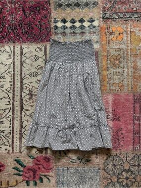 Smocked Waist Black & White Printed Dress